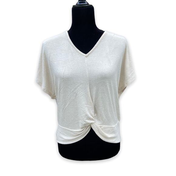 Alya Francesca's Collections Womens Top Size M Taupe Scarf Back Twist Front NEW - Picture 6 of 6